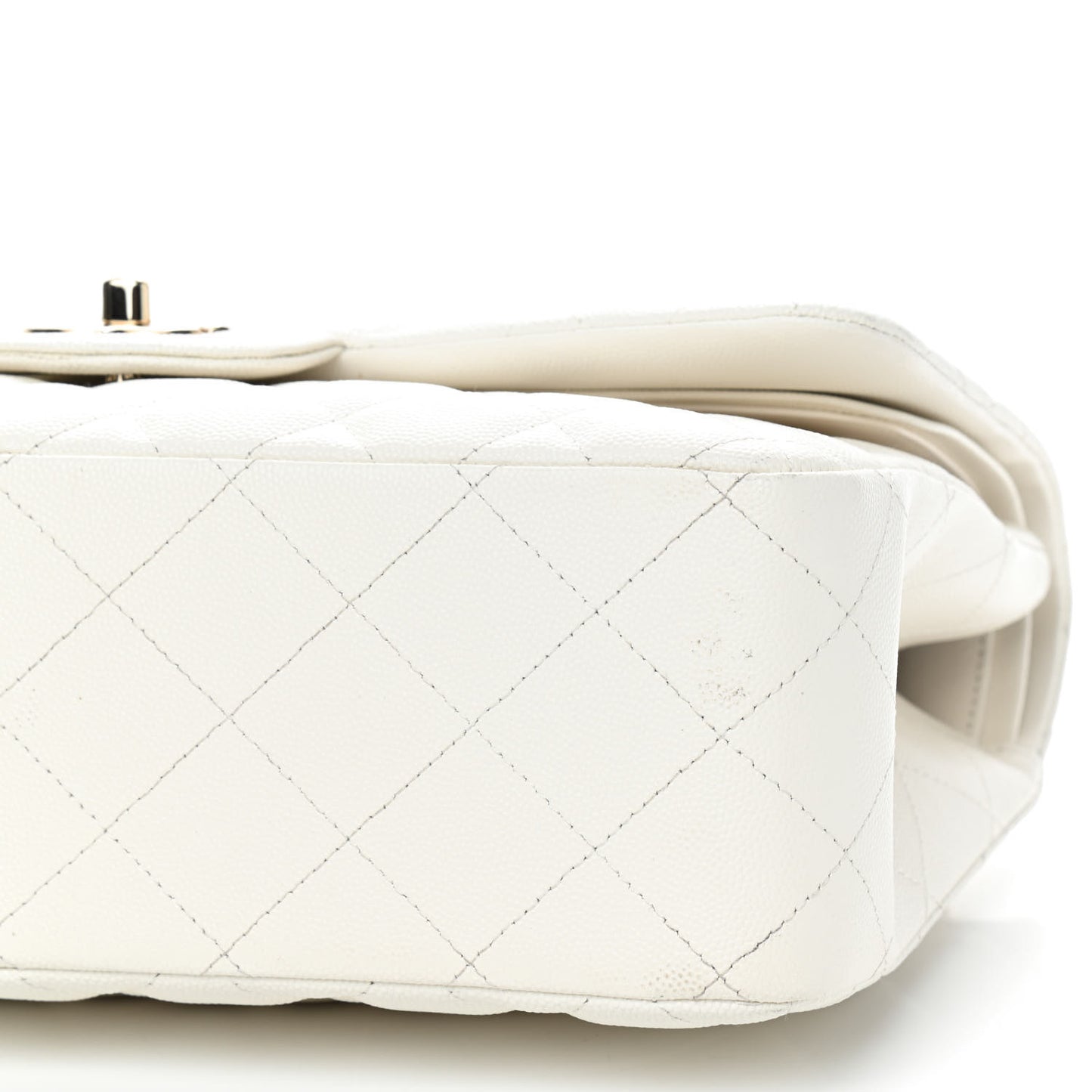 Caviar Quilted Jumbo Double Flap White