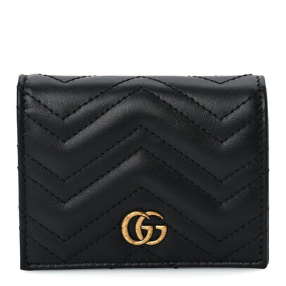 Gucci Calfskin Matelasse GG Marmont Card Case Wallet Black 1 of 7