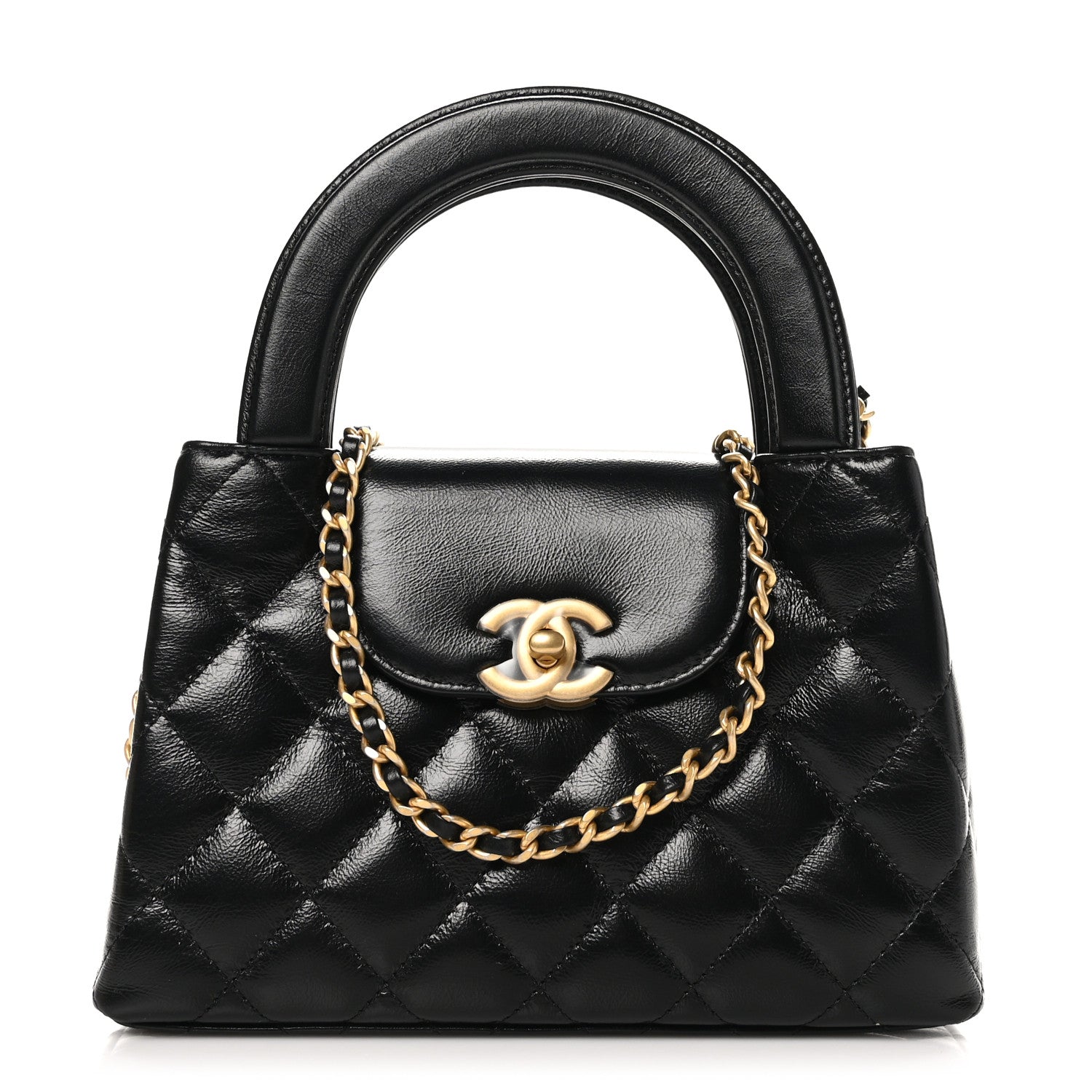 Chanel Shiny Aged Calfskin Quilted Nano Kelly Shopper Black 1 of 10