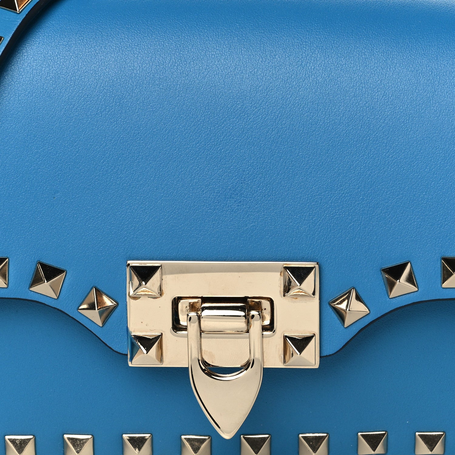 Valentino Garavani Vitello Mini Rockstud Flap Saddle Crossbody Bag Light Blue 6 of 8