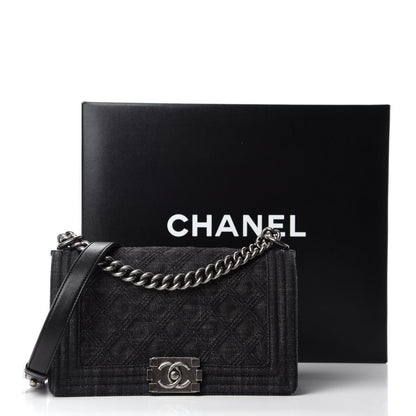 Chanel Denim Quilted Medium Boy Flap Black 11 of 11
