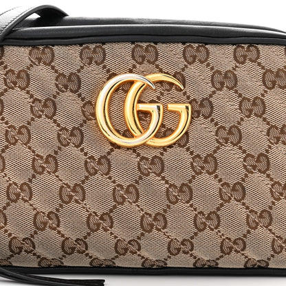 Gucci Monogram Matelasse Diagonal Small GG Marmont Chain Shoulder Bag Beige Black 8 of 14
