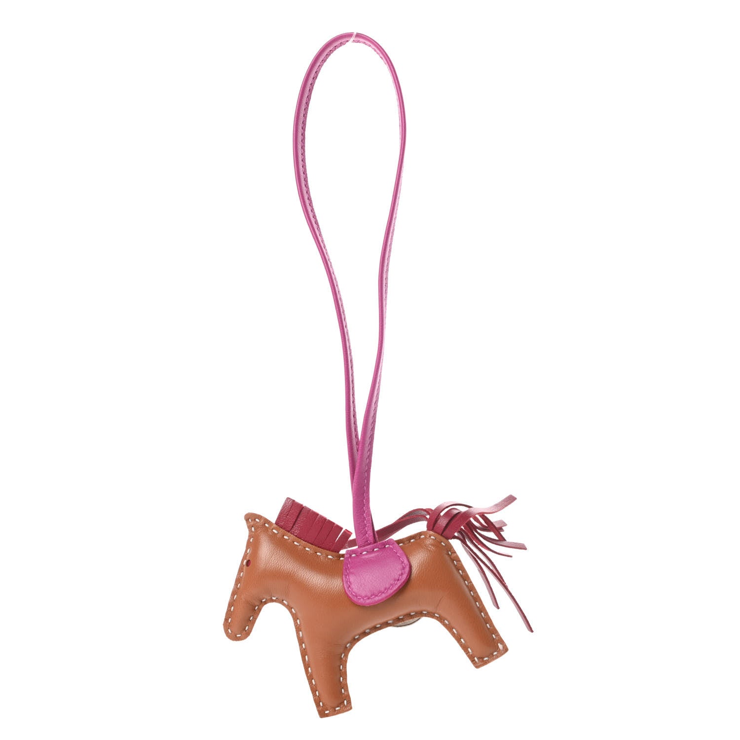 Hermes Milo Lambskin Grigri Rodeo Horse Bag Charm PM Sesame Grenat Rose Poupre 1 of 5