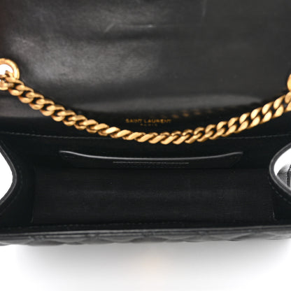Saint Laurent Grain De Poudre Textured Mixed Matelasse Triquilt Small Monogram Satchel Black 5 of 11