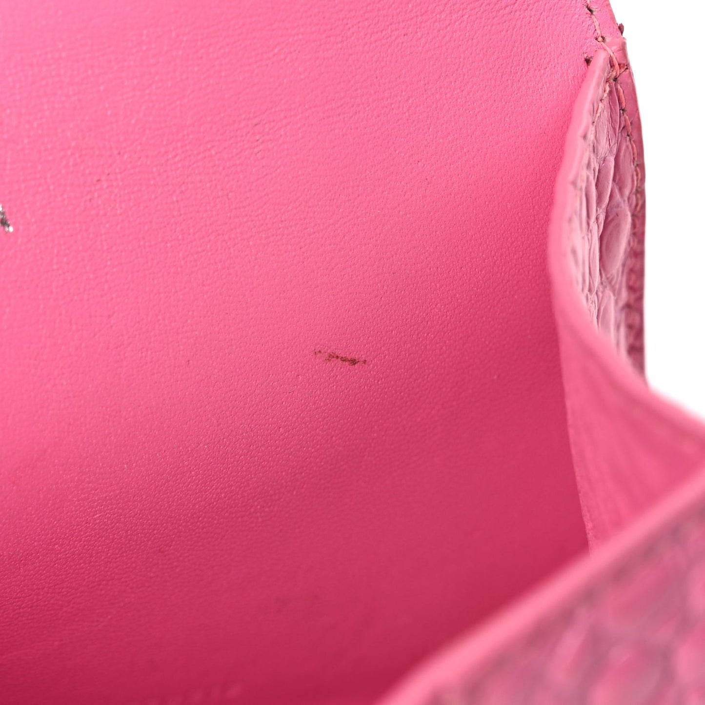 Shiny Calfskin Crocodile Embossed Hourglass Top Handle Bag XS Baby Pink