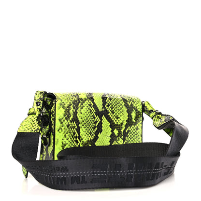 Off-White Calfskin Python Embossed Binder Flap Bag Fluo Yellow Black 3 of 8