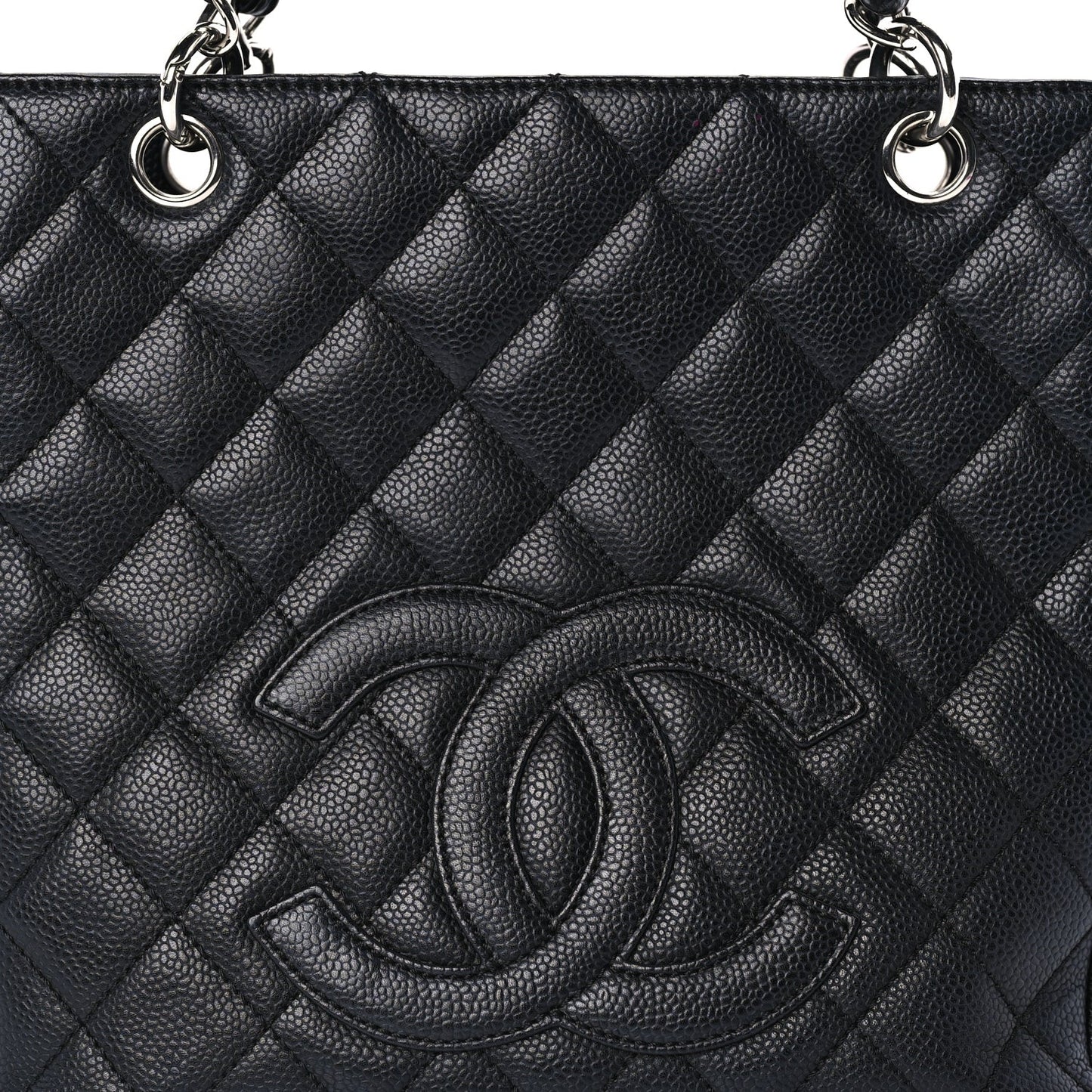 Caviar Quilted Petit Shopping Tote PST Black
