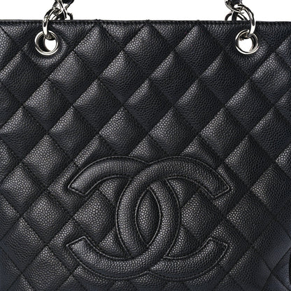 Chanel Caviar Quilted Petit Shopping Tote PST Black 7 of 9