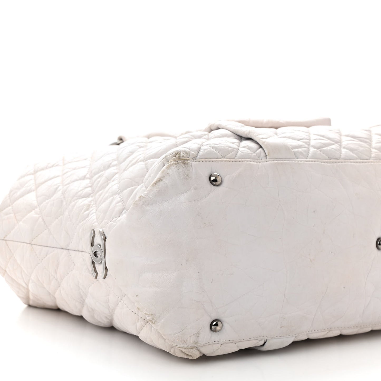 Distressed Lambskin Vintage Ligne Lady Braid XL Tote Beige