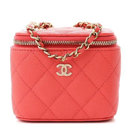 Chanel Caviar Quilted Mini Vanity Case With Chain Red 1 of 7