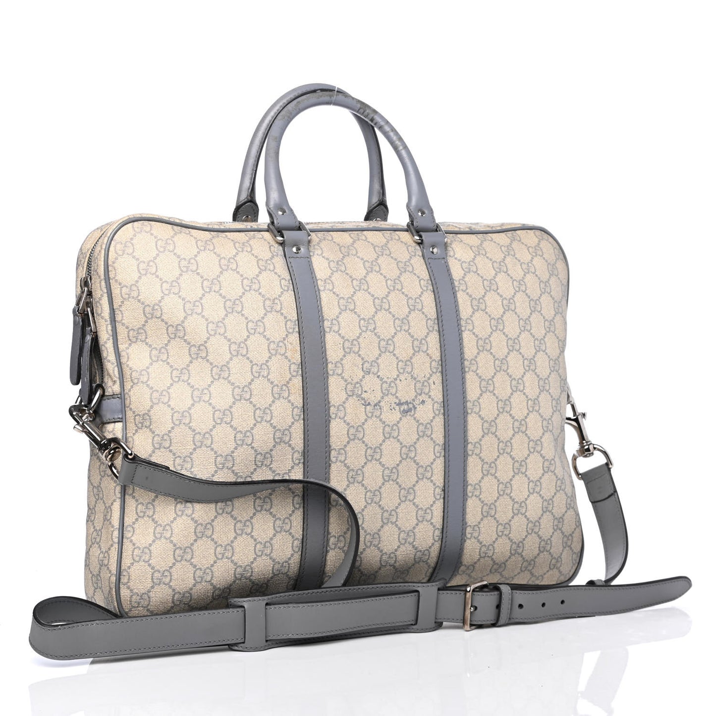 GG Supreme Monogram Briefcase Ecru Grigio