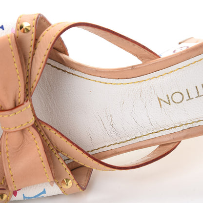 Louis Vuitton Monogram Multicolor Bow Wedge Sandals 39 White 12 of 17