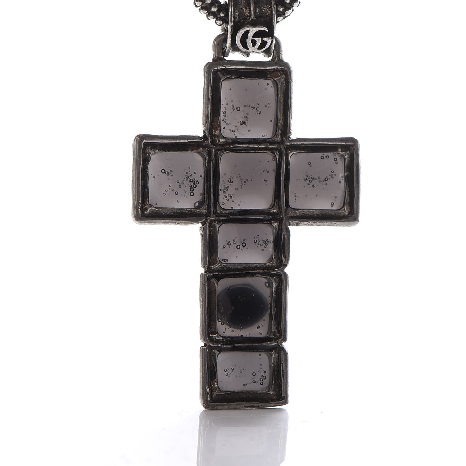 Gucci Enamel Brass Lion Head Crucifix Necklace Black 6 of 6