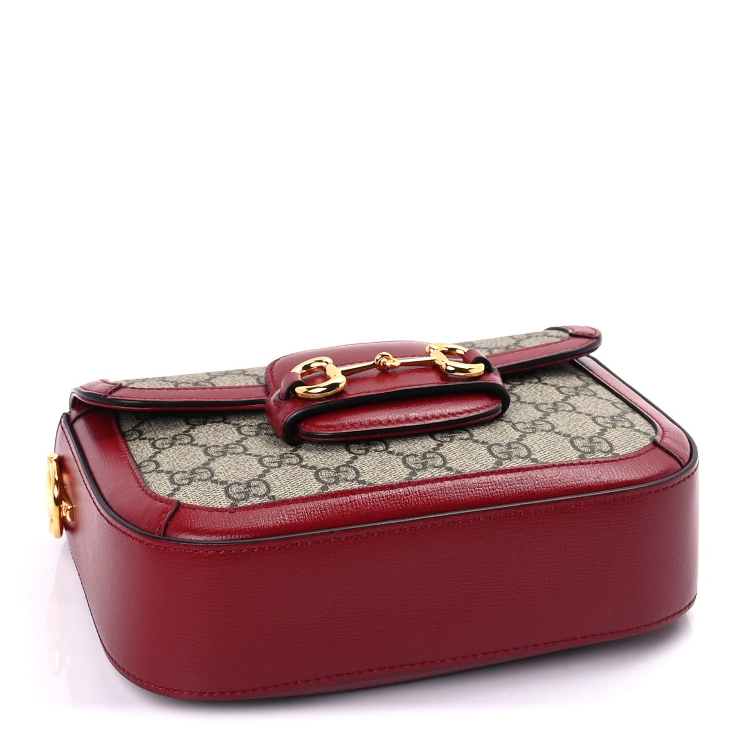 GG Supreme Monogram Web Mini Horsebit 1955 Shoulder Bag  Beige Ebony New Cherry Red