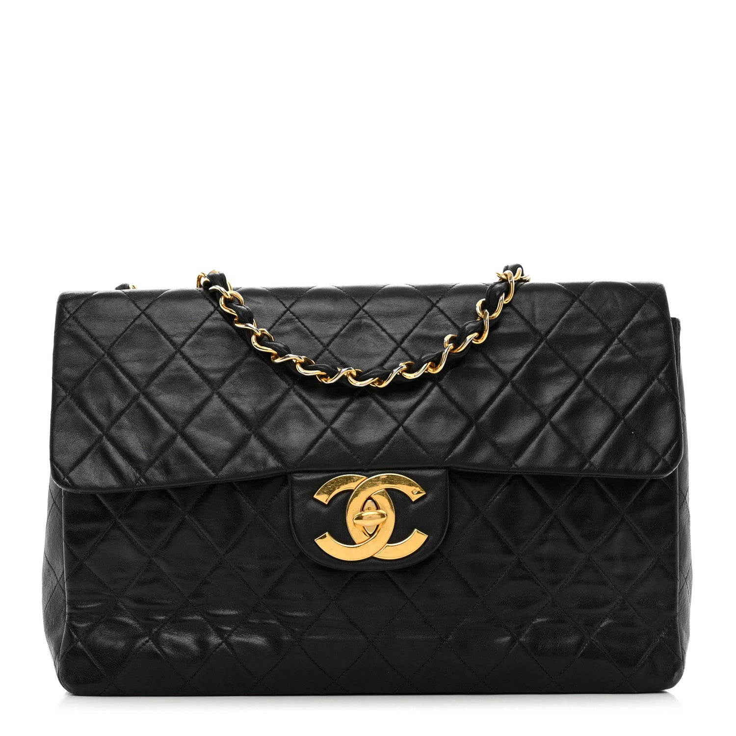 Chanel Lambskin Quilted XL Jumbo Single Flap Black 1 of 15