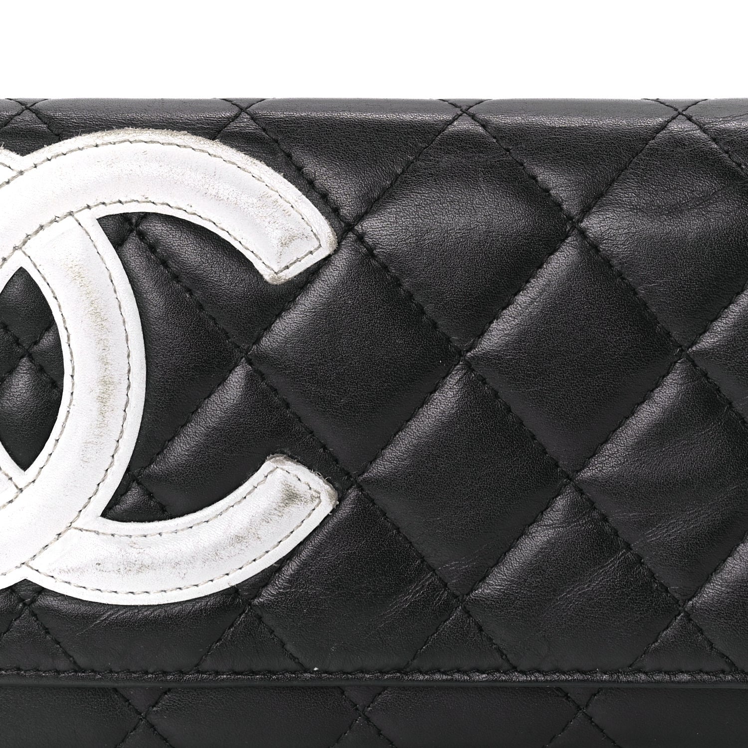Chanel Calfskin Quilted Cambon Flap Wallet Black White 3 of 7