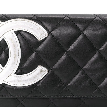 Chanel Calfskin Quilted Cambon Flap Wallet Black White 3 of 7