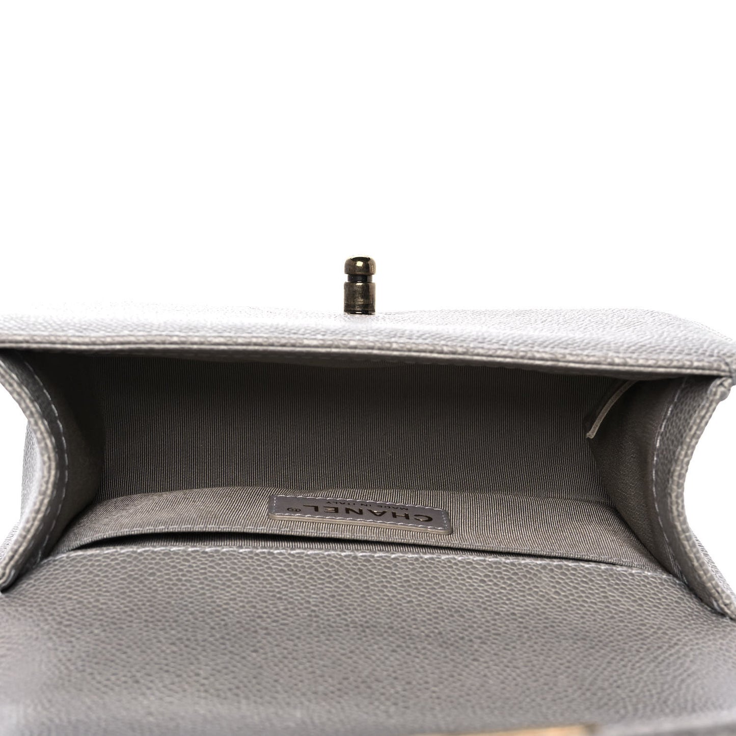 Caviar Quilted Small Boy Flap Light Grey