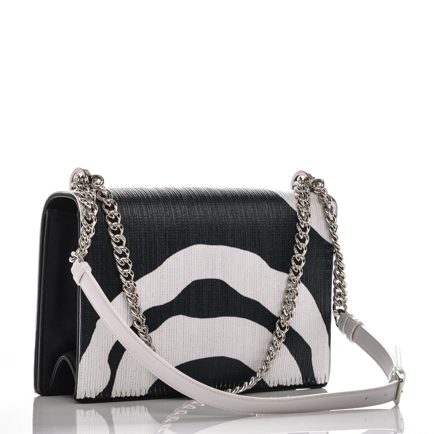 Printed Patchwork Large Diorama Flap Bag Black