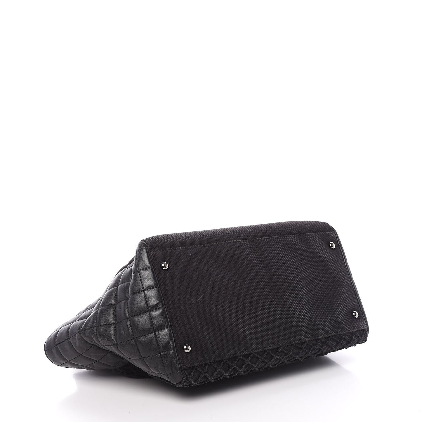 Lambskin Canvas Chocolate Bar CC Shopping Tote Black