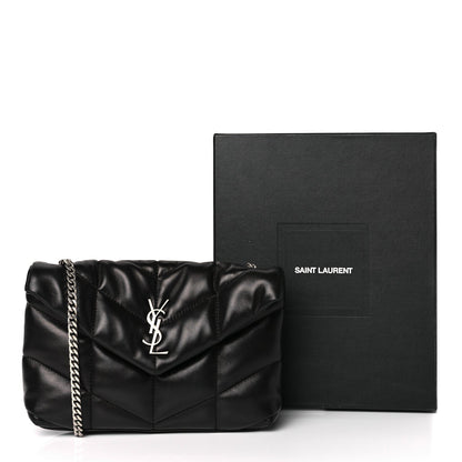 Saint Laurent Lambskin Quilted Toy Loulou Puffer Monogram Chain Satchel Black 10 of 10
