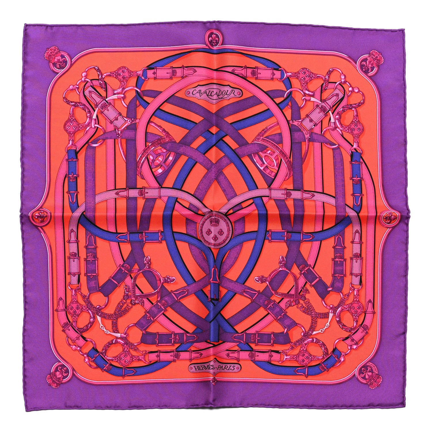 Hermes Silk Cavalcadour Scarf 45 Violet Rouge Indigo 1 of 5