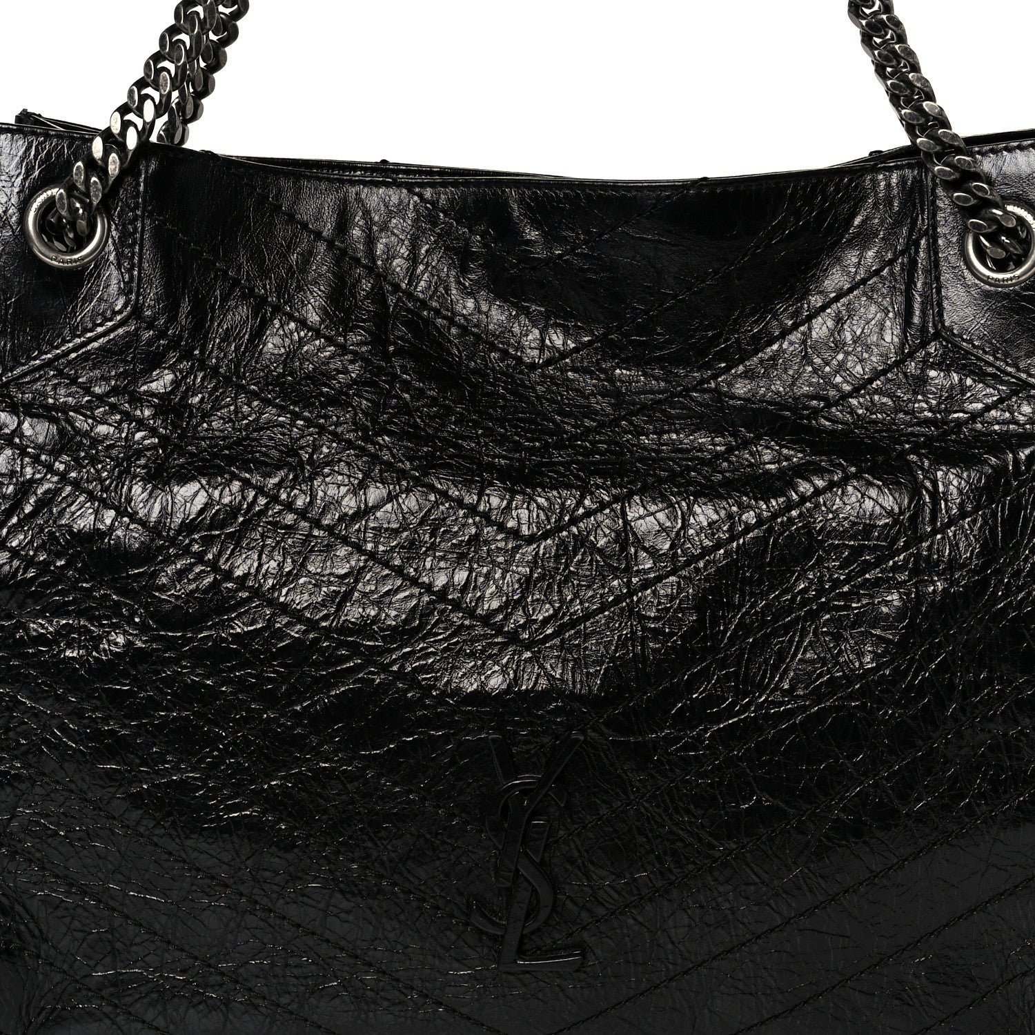 Saint Laurent Crinkled Calfskin Matelasse Monogram Medium Niki Shopper Tote Black 8 of 10