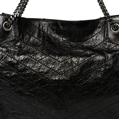 Saint Laurent Crinkled Calfskin Matelasse Monogram Medium Niki Shopper Tote Black 8 of 10