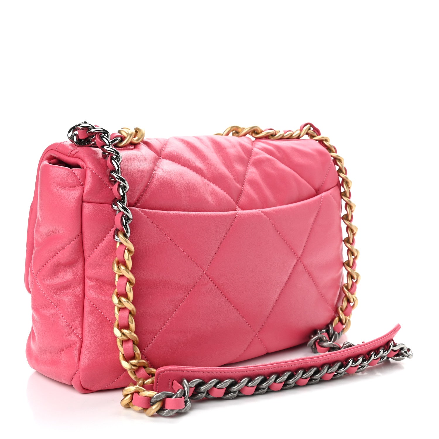 Chanel Goatskin Quilted Large Chanel 19 Flap Dark Pink 3 of 9