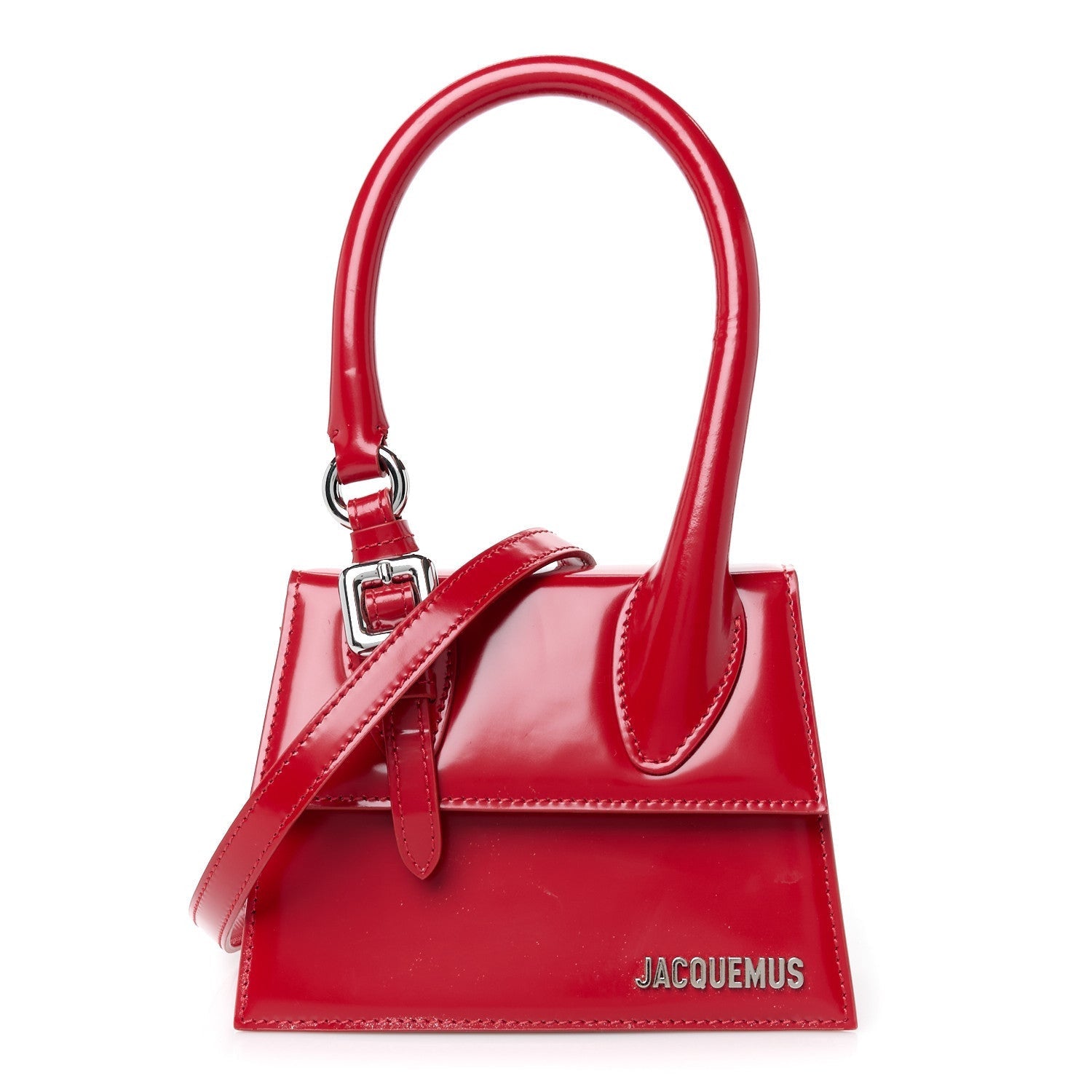 Jacquemus Glazed Calfskin Le Chiquito Boucle Moyen Red 1 of 7