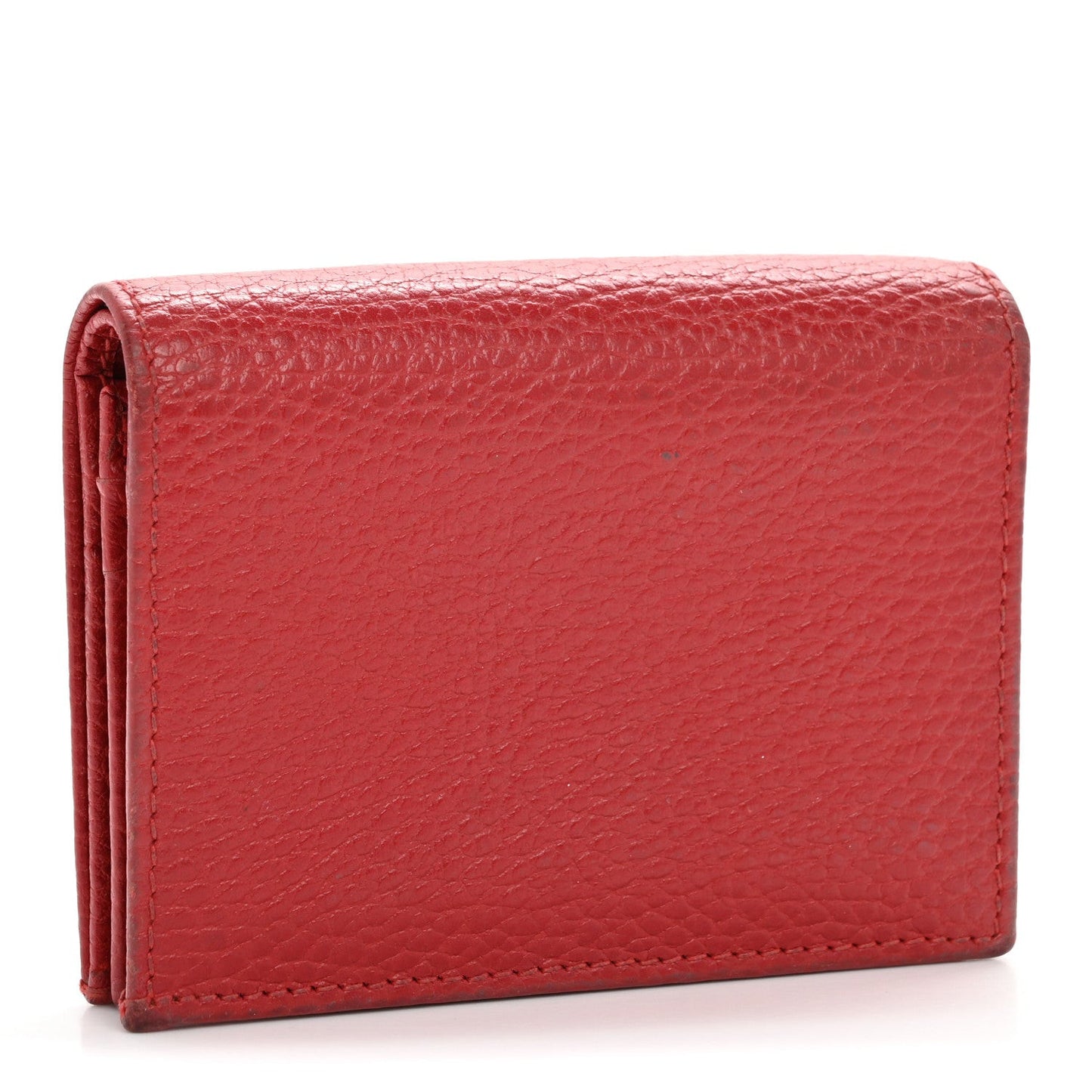 Pebbled Calfskin GG Marmont Card Case Hibiscus Red