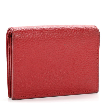 Gucci Pebbled Calfskin GG Marmont Card Case Hibiscus Red 3 of 7