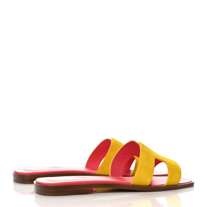 Hermes Suede Goatskin Oran Sandals 36 Jaune Sable 4 of 10