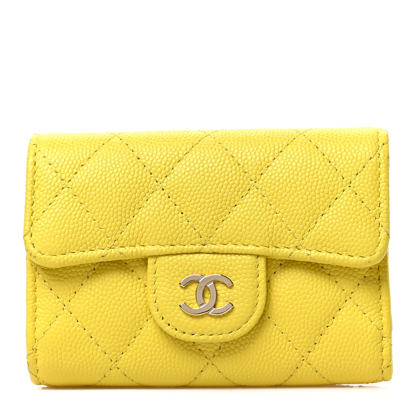 Caviar Quilted Classic 4 Key Holder Wallet Yellow