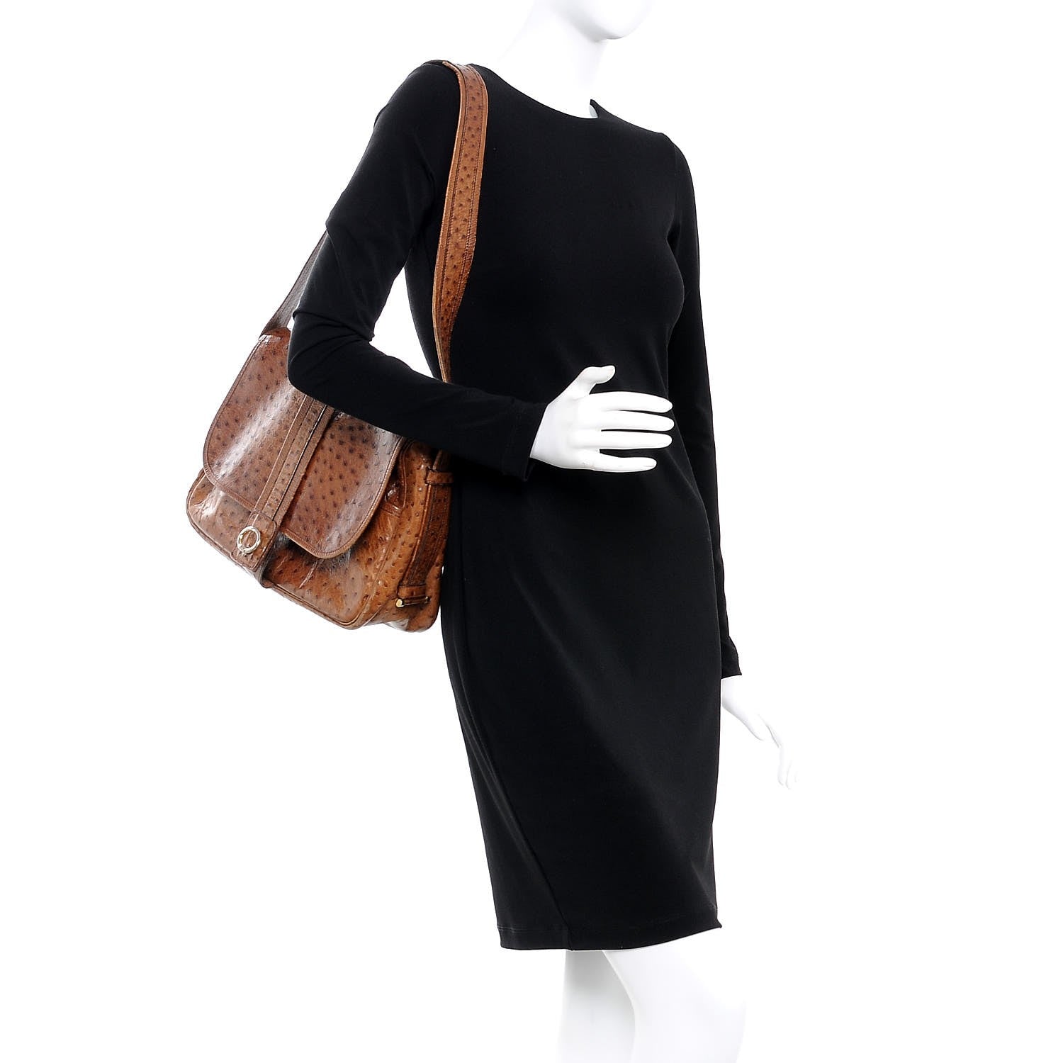 Hermes Ostrich Noumea Flap Bag Gold 2 of 11