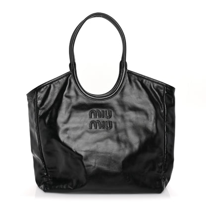 Miu Miu Nappa Large Ivy Tote Bag Black 1 of 8
