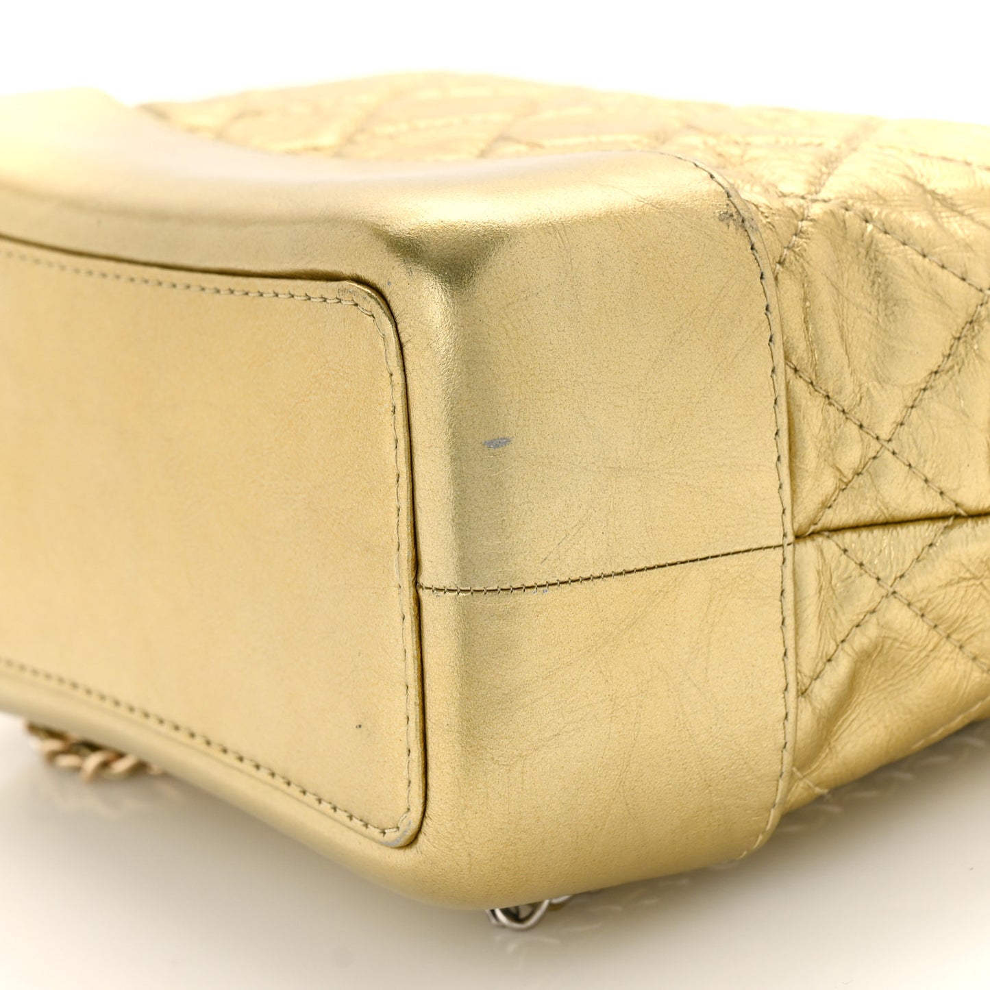 Metallic Lambskin Small Quilted Gabrielle Backpack Gold