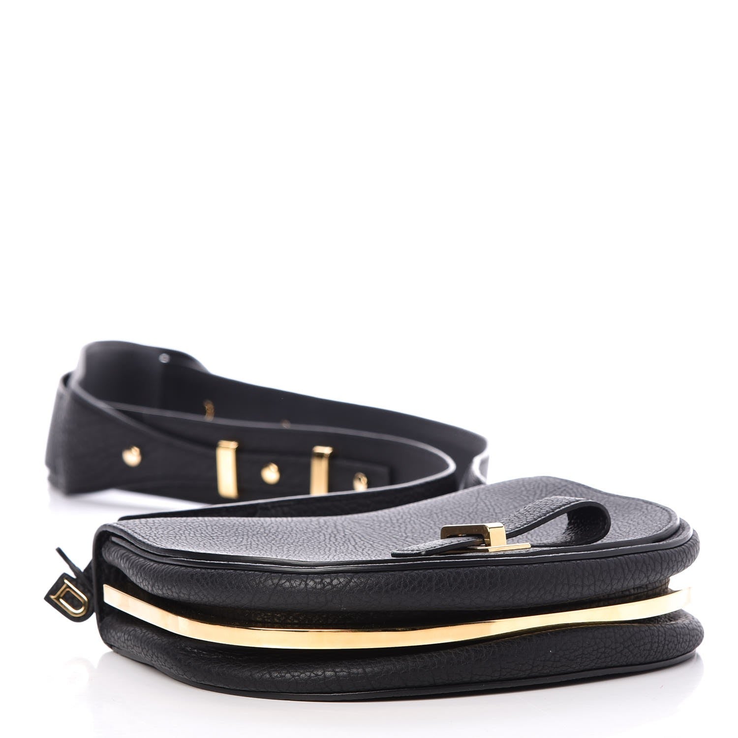 Delvaux Crispy Calfskin Mini Le Mutin Saddle Bag Black 4 of 9