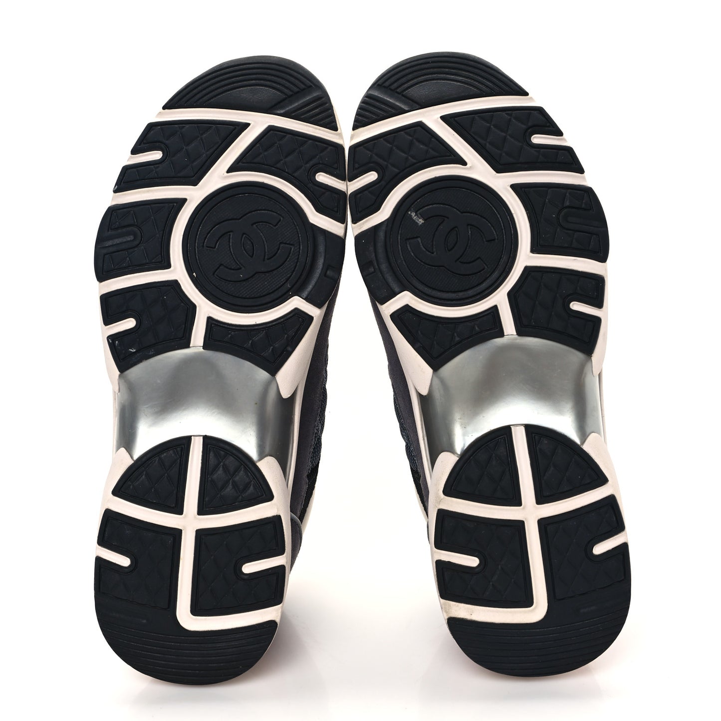 Nylon Calfskin Suede Womens CC Sneakers 37 Dark Grey Pink