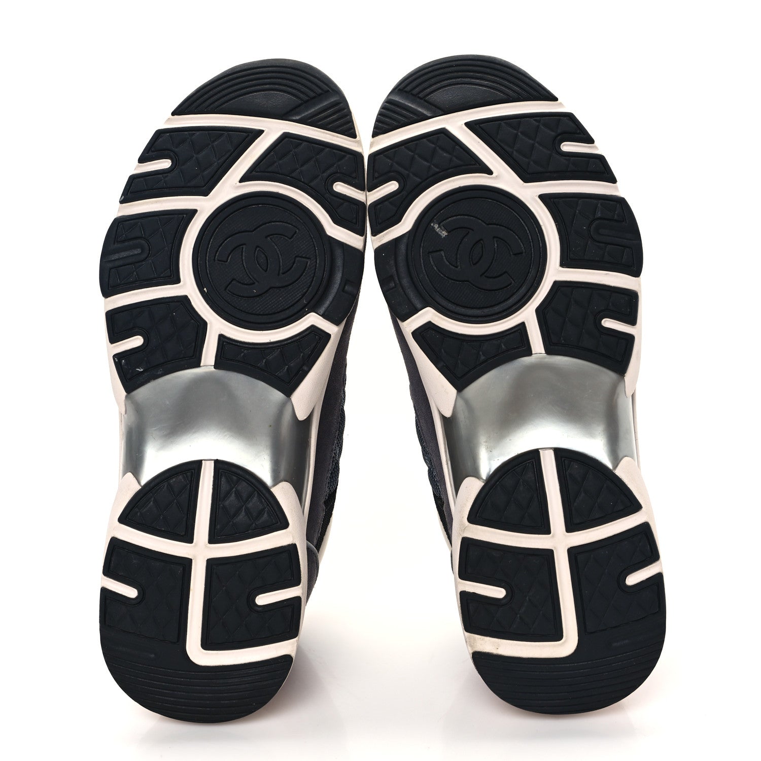 Chanel Nylon Calfskin Suede Womens CC Sneakers 37 Dark Grey Pink 5 of 9