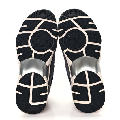 Chanel Nylon Calfskin Suede Womens CC Sneakers 37 Dark Grey Pink 5 of 9