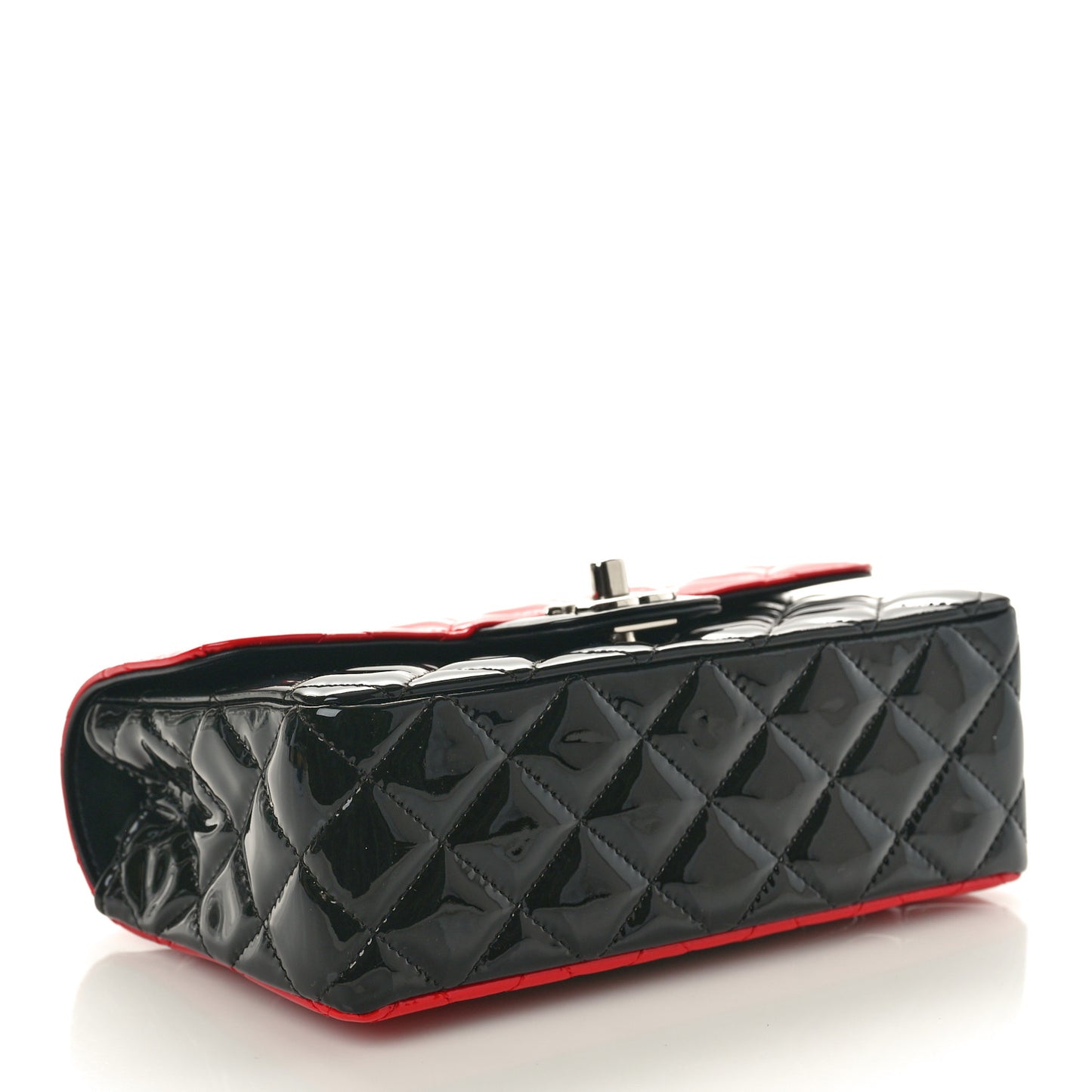 Patent Calfskin Quilted Bi-Color Mini Rectangular Flap Black Red