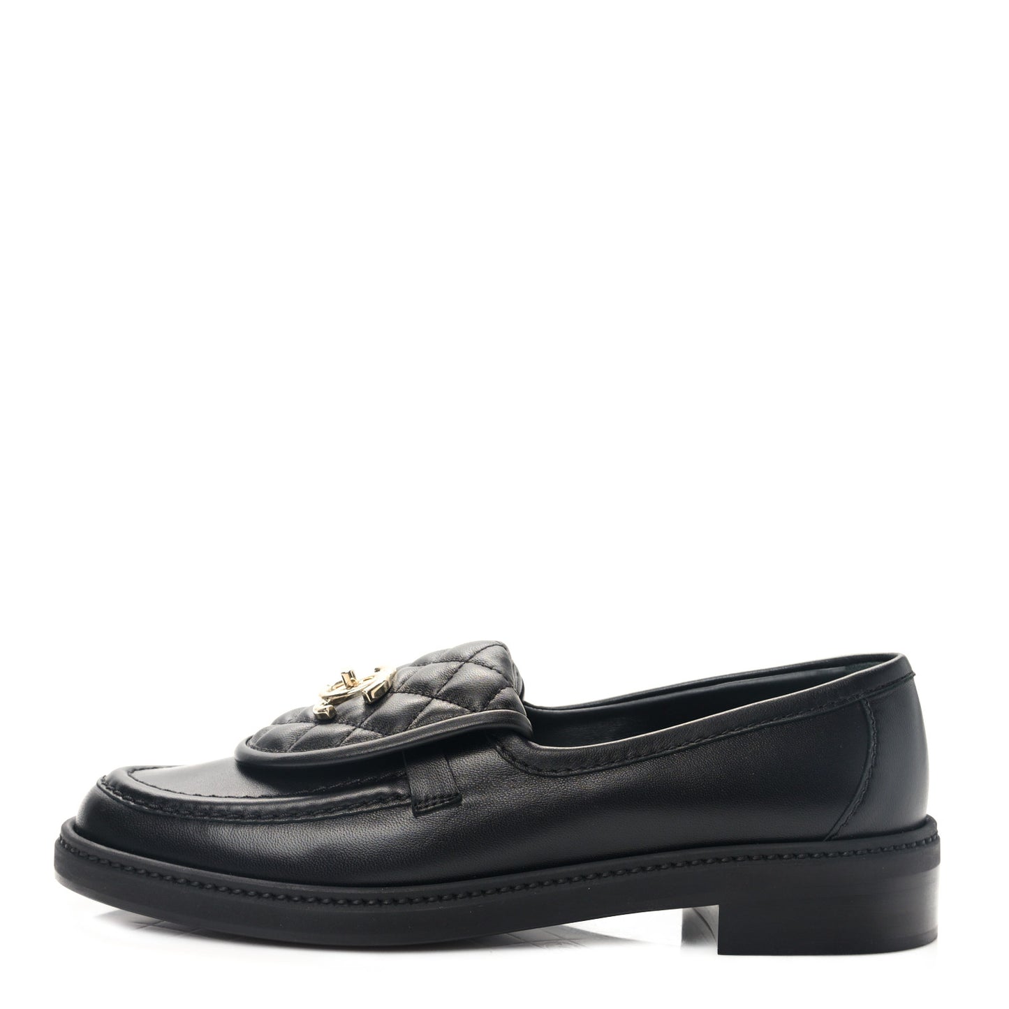 Lambskin Quilted CC Turnlock Loafers 38.5 Black