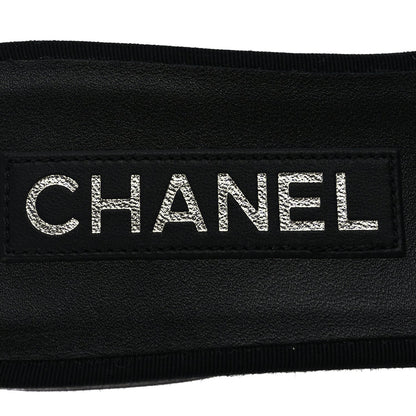 Chanel Silk Bow CC Mules 37  Black White 7 of 9