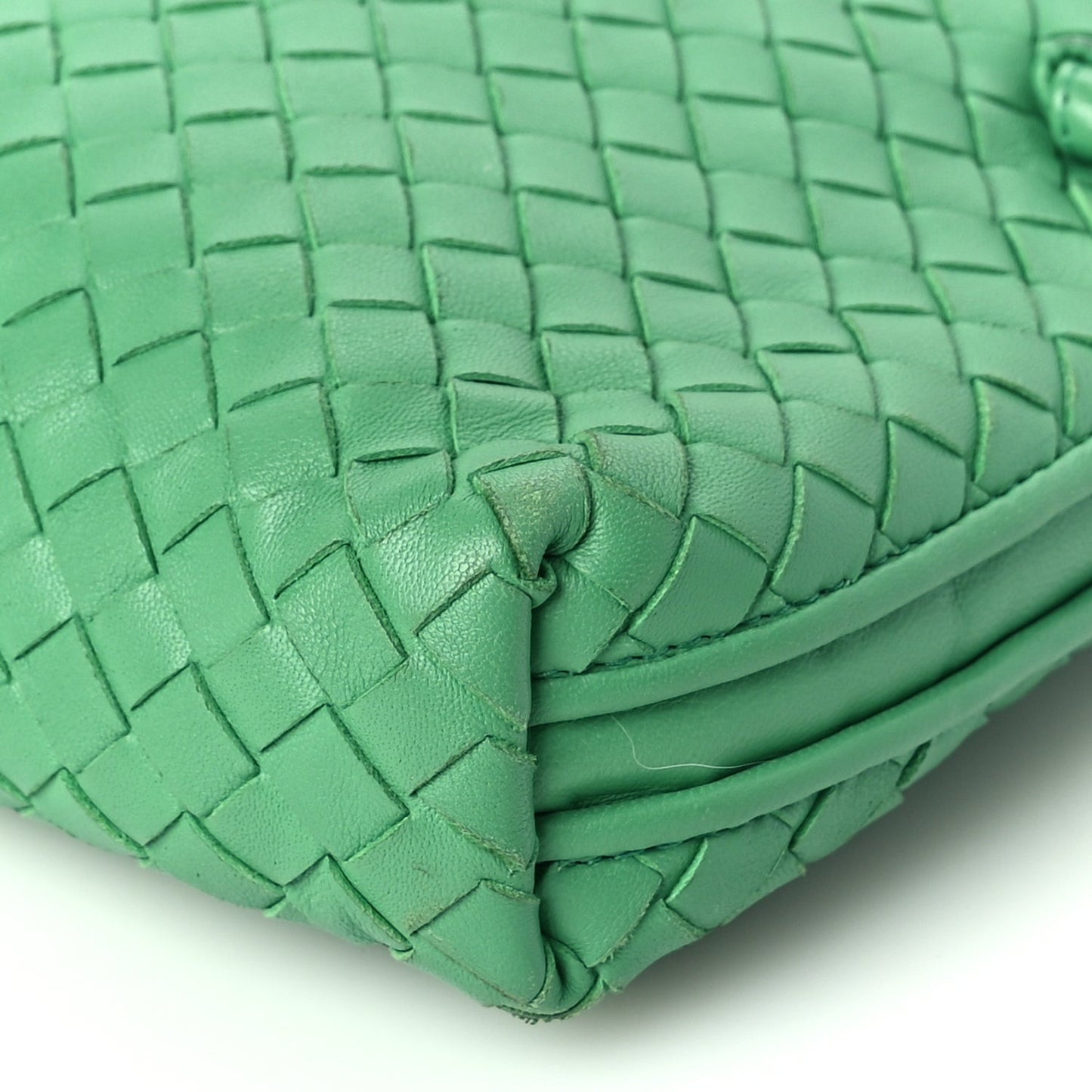 Nappa Intrecciato Nodini Crossbody Messenger Green