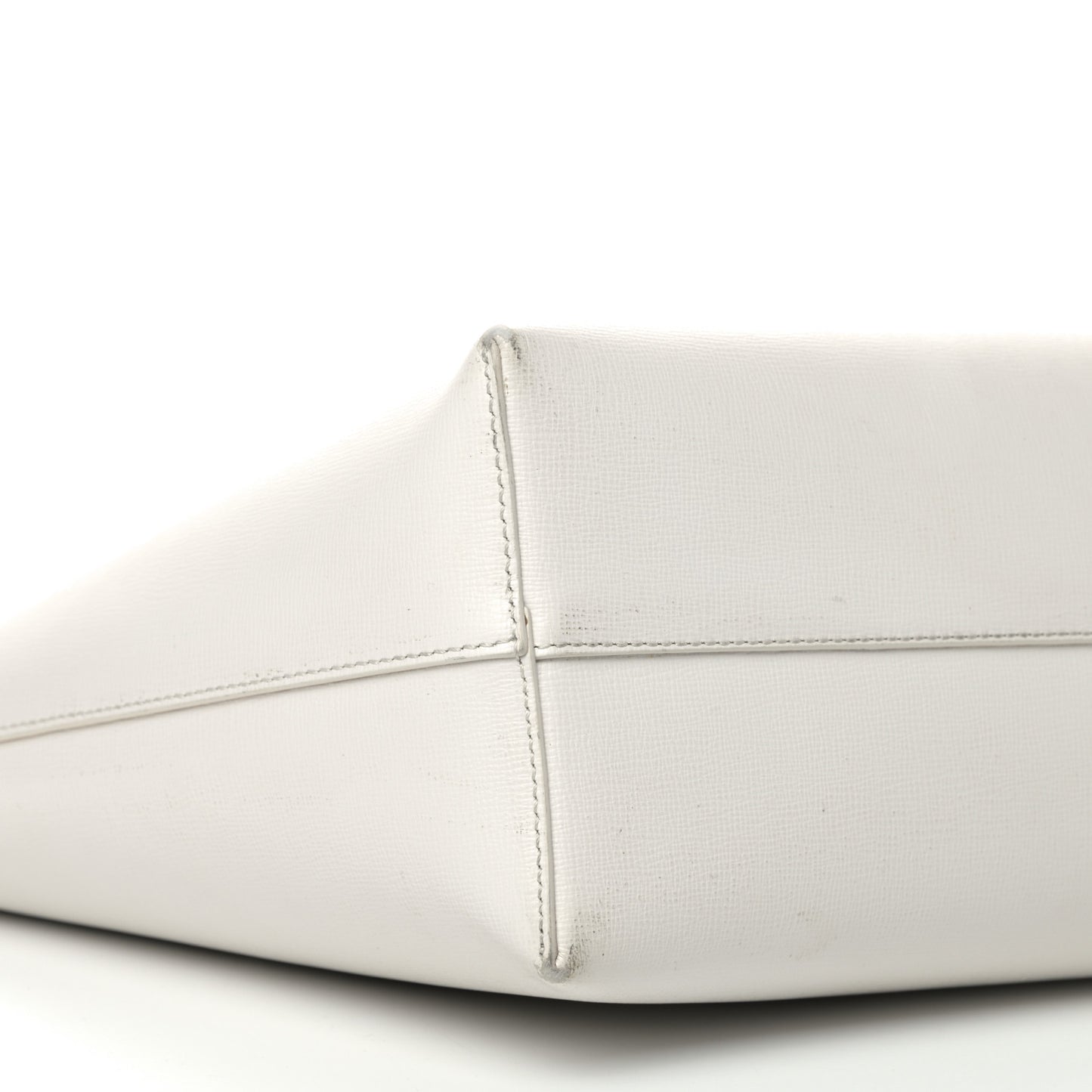 Grained Calfskin Small T Tote White