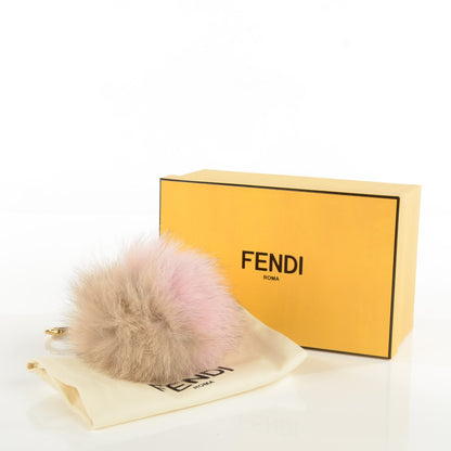 Fendi Fox Fur Vitello Elite Bi-Color Pom Pom Bag Charm Rosa Cammello Cipria 6 of 6