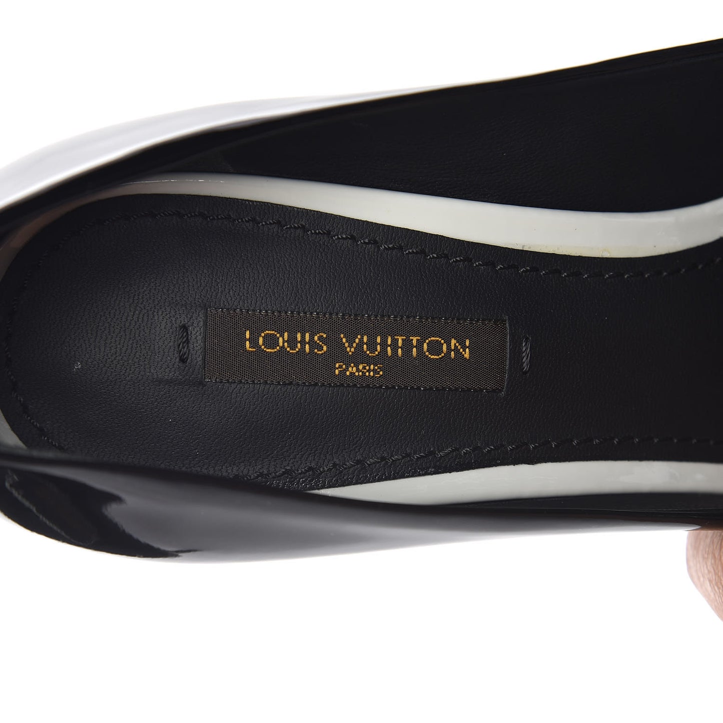 Patent Calfskin Eyeline Open Toe Pumps 36.5 Black