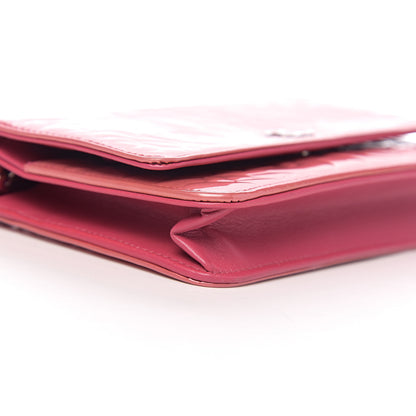 Chanel Patent Camellia Embossed Wallet on Chain WOC Rose 8 of 10