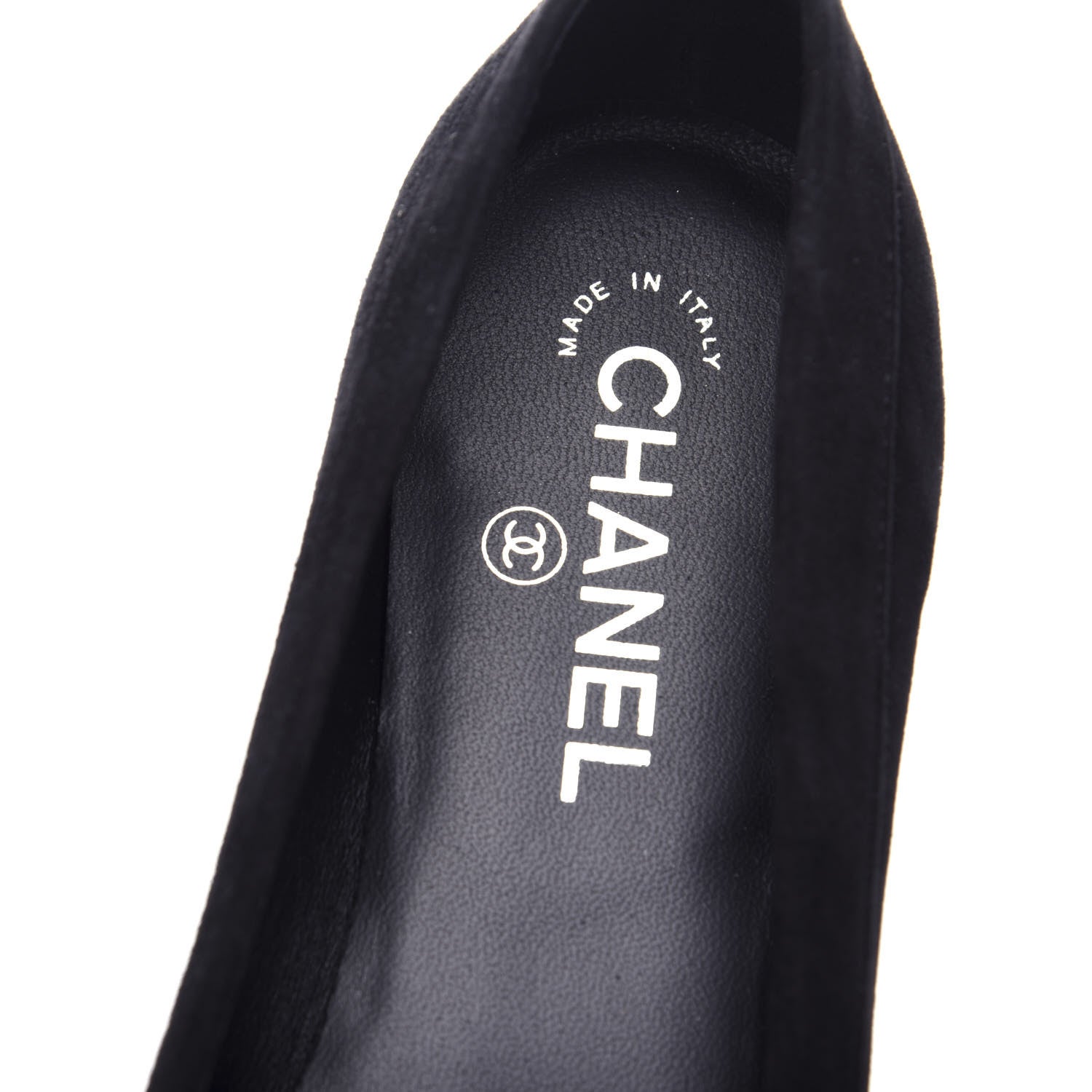 Chanel Kid Suede CC Flats 37.5 Black 8 of 13